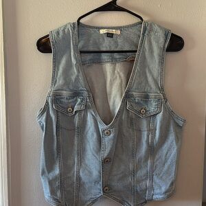 American Eagle Light Blue Denim Vest